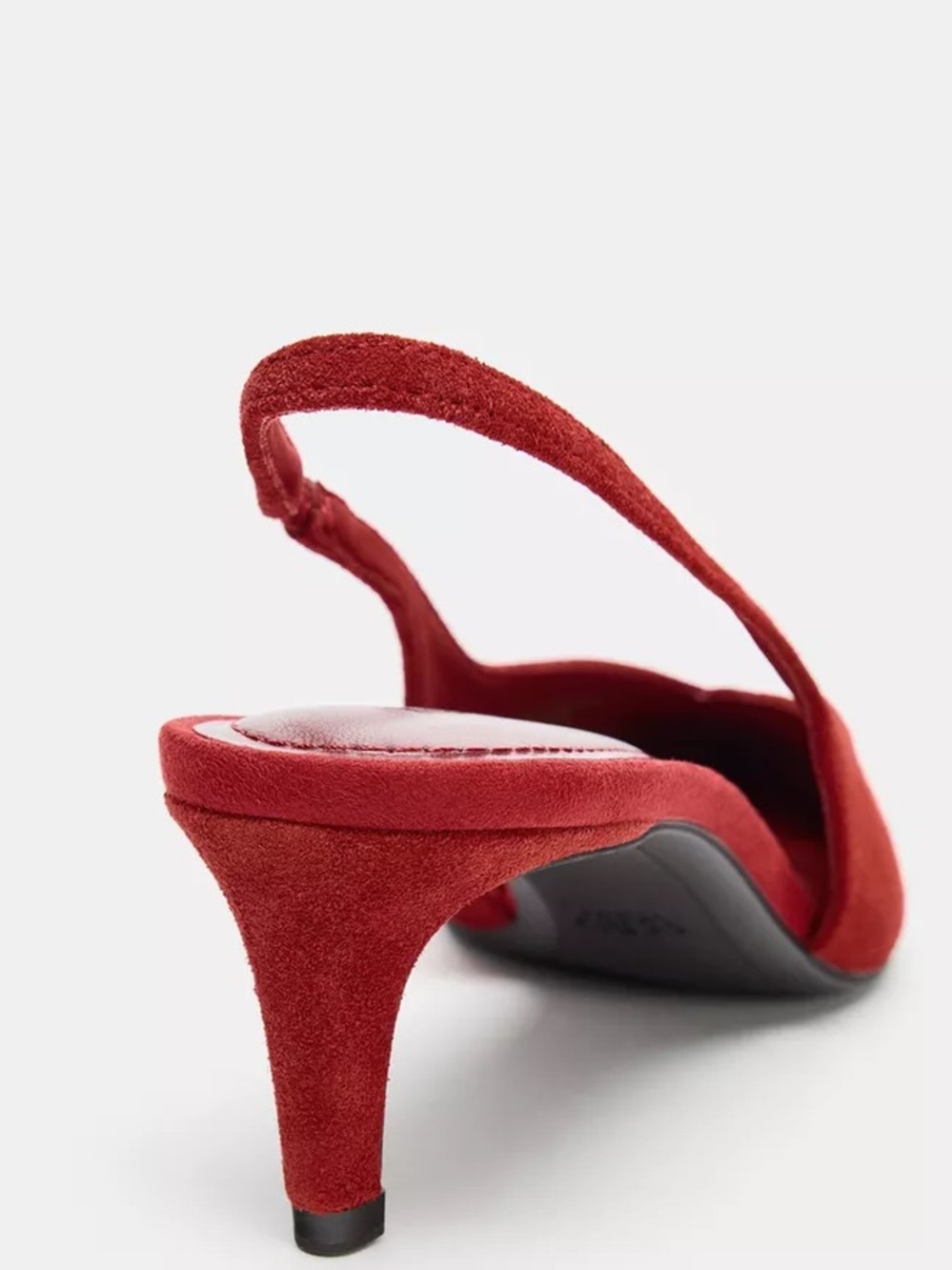 Zara Red Suede Pointed-Toe Slingback Kitten Heel; 100% leather. Size 9/40 POP - Picture 8 of 9